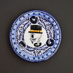 meeresfrischer Frühstücksteller blau-weiß mit Totenkopfmotiv Mann